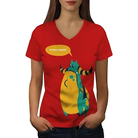 Cookie Monster ładna kobieta RedV szyi T-shirt | Wellcoda Czerwony Small
