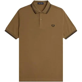 Fred Perry, Koszulki, Mężczyzna, brązowy, M, Bawełna, Slim Fit Twin Tipped Polo