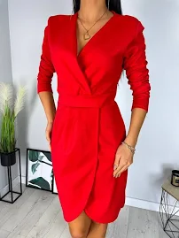 Czerwona Kopertowa Sukienka 7097-107-A