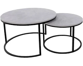 Komplet dwóch stolików kawowych loft szary + czarny - Mirden 3X