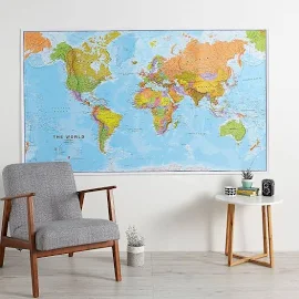 Maps International Huge World Wall Mapa Polityczna (Papier single side laminowanie)