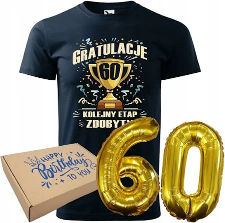 Koszulka na 60 urodziny 60-tkę t-shirt w pudełku balony 6 i 0