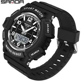 SANDA 2023 Męskie zegarki 50m Wodoodporny cyfrowy zegarek LED Zegar kwarcowy Sportowy zegarek wojskowy Mężczyzna 3101
