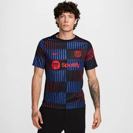 Męska przedmeczowa koszulka piłkarska z krótkim rękawem Nike Dri-FIT FC Barcelona Academy Pro (wersja wyjazdowa) - Czerń - Rozmiar: 3XL