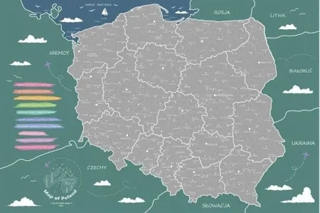 Mapa Polski Srebrna Mapa Zdrapka