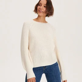 Gładki sweter - L - kremowy - damska - Reserved - 1314M-02X