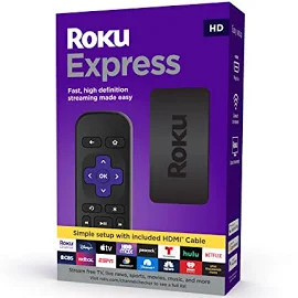 Roku Express | Odtwarzacz multimedialny HD z szybkim kablem HDMI i prostym pilotem