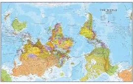 Maps International Duży do góry nogami Mapa Świata Mapa Polityczna (laminowane)