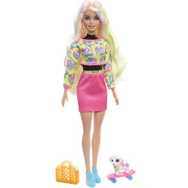 Barbie Reveal Color Set Of Gift Neon Tie-Dye Flor Doll
