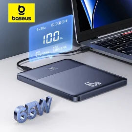 Baseus Blade 2 Power Bank 65 Вт 12000 мАч PD Быстрая зарядка Цифровая оставшаяся батарея для ноутбуков iPhone 15 Pro Max Ноутбуки