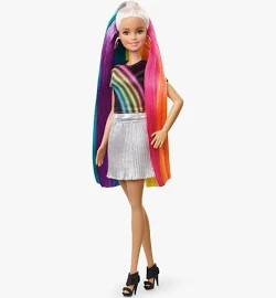 Barbie Кукла Блондинка с Радужными волосами, FXN96
