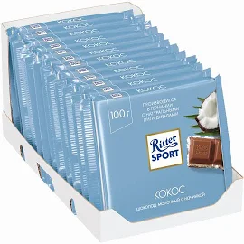 Ritter Sport Кокос Шоколад молочный с кокосовой начинкой, 100 г