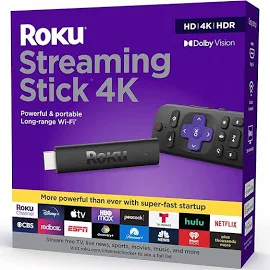 Устройство Roku Streaming Stick 4K, HDR / Dolby Vision с голосовым пультом и управлением телевизором, сверхбыстрый запуск, подключение к Wi-Fi, захват