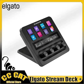 Elgato Stream Deck Plus черные программируемые клавиши Stream Deck + с ручкой экрана циферблат клавиатура для макросъемки живой поток Streamdeck