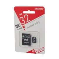 Карта памяти Micro SD Smartbuy 32GB Class10 30MB/s (SB32GBSDCL10-01) + SD adapter