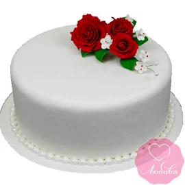 Торт на день рождения с красными розами No2233