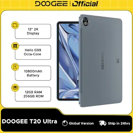 Планшет DOOGEE T20 Ultra, 12 дюймов, дисплей 2K, Helio G99, 12 ГБ + 256 ГБ, 10800 мАч, 16 МП, основная камера, Android 13, четырехъядерный процессор, 