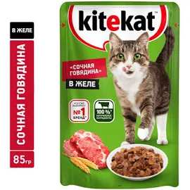 Корм для кошек Kitekat говядина в желе пауч 85г