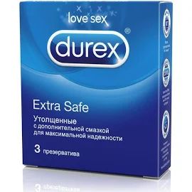 Презервативы Durex Extra Safe, презерватив, гладкие, утолщенные, 3 шт.