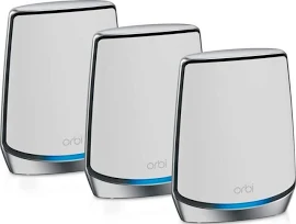 Netgear RBK853 Orbi Трехдиапазонный сетчатый маршрутизатор для всего дома с 2 спутниковыми удлинителями, Wi-Fi 6 со скоростью до 6 Гбит/с, покрытие до