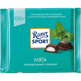 Шоколад Ritter Sport темный с начинкой Мята 100 г
