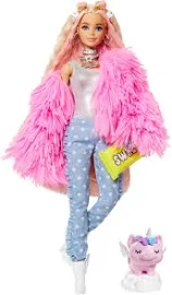 Barbie Экстра Кукла в розовой куртке