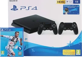 Тонкая игровая консоль Sony PS4 500 ГБ + дополнительный контроллер + игра FIFA 19 — черный | BO010052