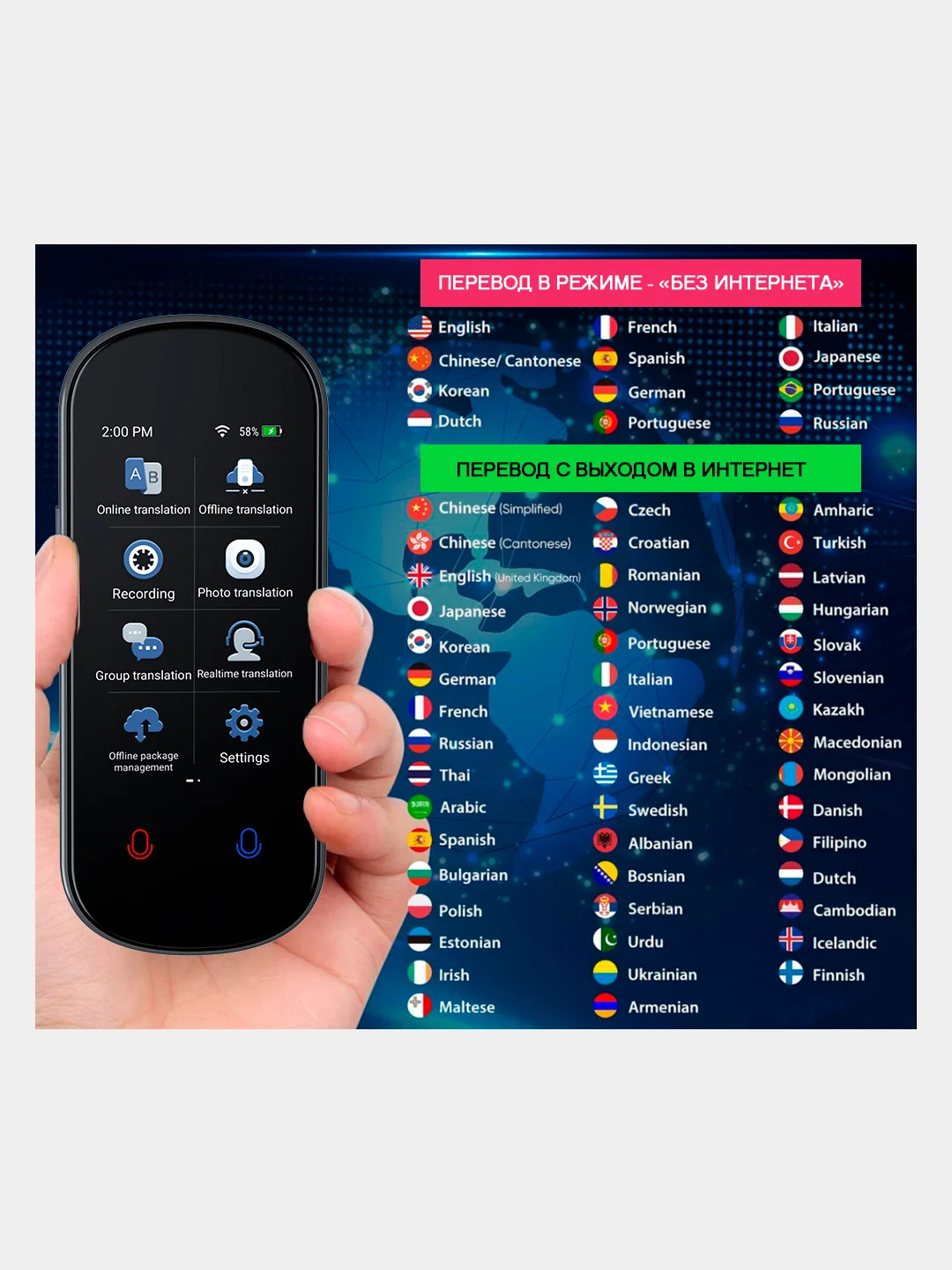 Карманный умный голосовой переводчик Z2