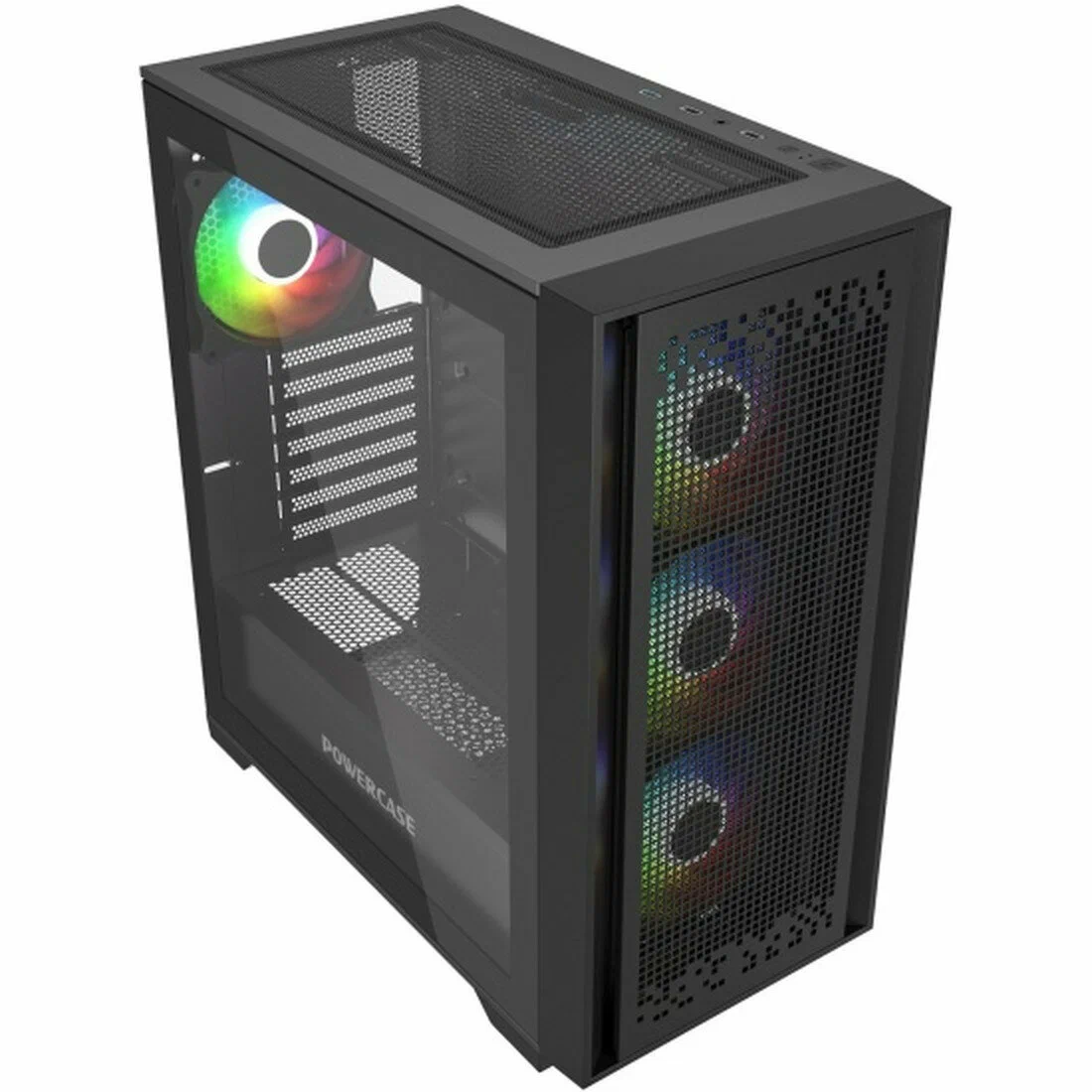 Компьютерный корпус Powercase ByteFlow Black, Tempered Glass, 4x 120mm ARGB fans, ARGB HUB, чёрный, ATX [CBFB-A4]
