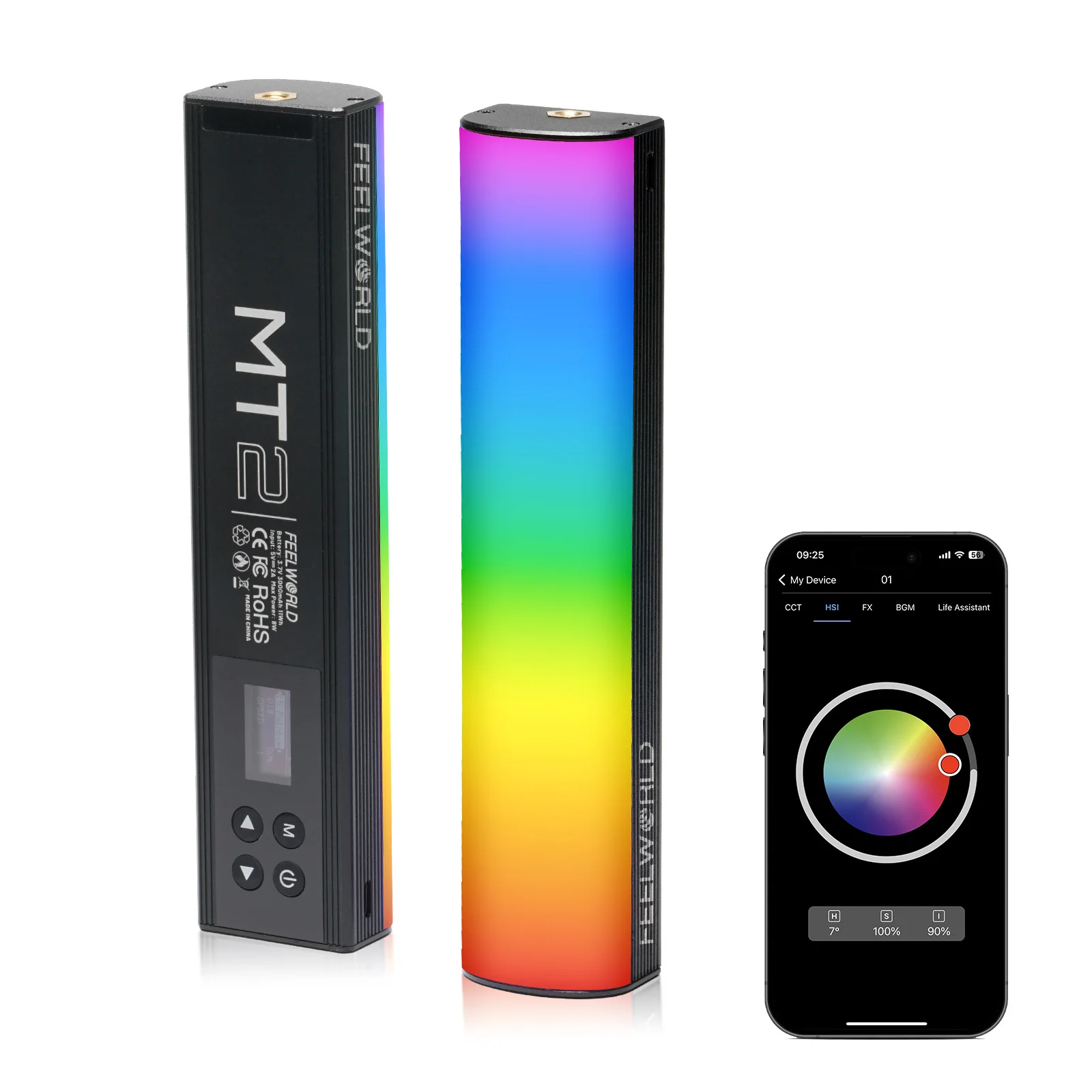 FEELWORLD MT2 Elde Taşınabilir Işık Çubuğu, Fotoğrafçılık için 360° RGB LED Video Işığı