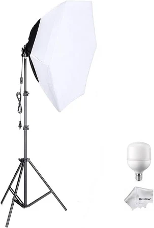 AZT Youtube , Vlog Tiktok vb Canli Yayin icin 70cm Octagon Softbox 65w Ampullu Led Surekli Isik