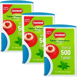 Sweetwell Stevia Tablet Tatlandırıcı 500 Tablet x 3 Adet Sıfır Kalori