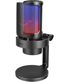 USB Mikrofonu, AmpliGame Oyun Bilgisayarı Masaüstü Kondansatör, RGB Mikrofon, Mac/Bilgisayar/PS4/PS5'te YouTube, Sessiz Düğmeli, Mikrofon Kazancı,