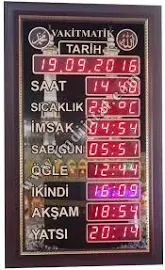 Ezan Okuyan Dekoratif Cami Namaz Saati (Vakitmatik) (Kasa Ölçüsü: 34x57 cm)