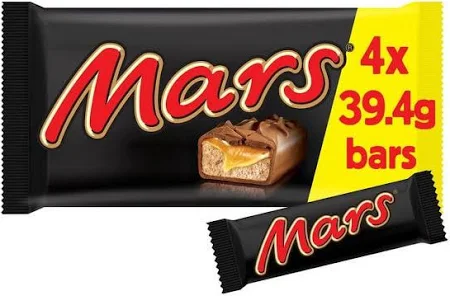 Mars Chocolate Bars 4-Pack 39.4g x 4, Total 157.6g