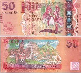 Fiji, 50 Dolar (2013) P#118 ÇİL Eski Yabancı Kağıt Para