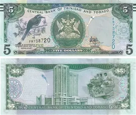 Trinidad ve Tobago, 5 Dolar (2006) P#47c ÇİL Eski Kağıt Para