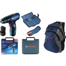 Bosch Professional Gsb 120-LI 2X2AH Akülü Darbeli Delme/vidalama + 23 Parça Set ve Mavi Sırt Çantası