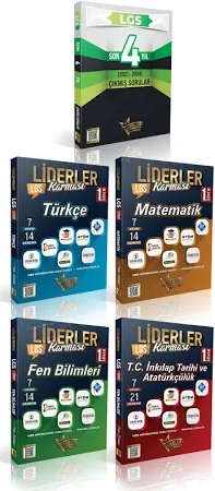 LIDERLER KARMASI 2025 LGS 1. Donem Turkce Matematik Fen Inkilap Brans Deneme Seti ve Son 4 Yil cikmis Sorular