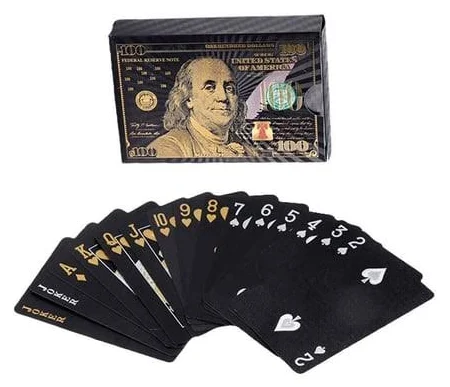 Siyah Dolar Iskambil Kağıdı Plastik Su Geçirmez Oyun Kağıdı Cin383sy