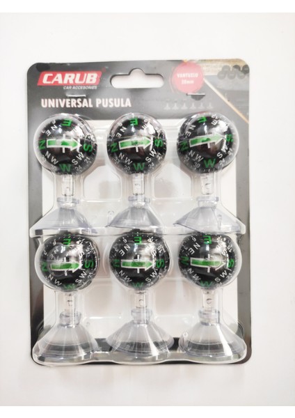 Araç Içi Vantuzlu Siyah 38 Mm Büyük Boy 6 Lı Pusula Seti