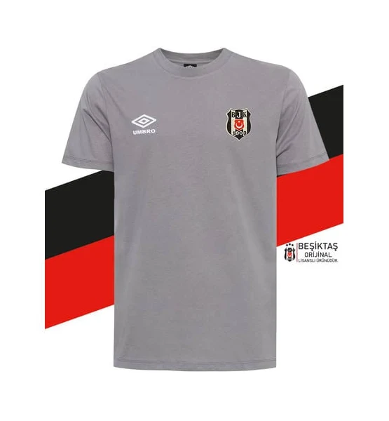 Beşiktaş Orijinal Lisanslı Sıfır Yaka Gri T-shirt