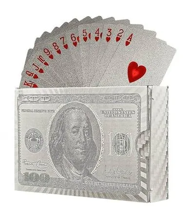 Silver Dolar Iskambil Kağıdı Plastik Su Geçirmez Oyun Kağıdı Cin383slv