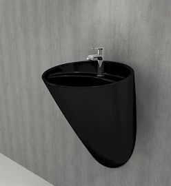 BOCCHI Venezia Asma Monoblok Lavabo, 54 cm, Parlak Siyah