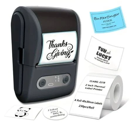 Siyah Kablosuz Portatif Etiket Yazıcısı