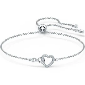 Swarovski Infinity Heart Bracelet, White, Rhodium plated