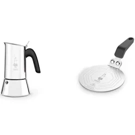 Bialetti Venüs 6 Paslanmaz Çelik Moka Pot, 10-Cup - Espresso Maker + Plate, Steel