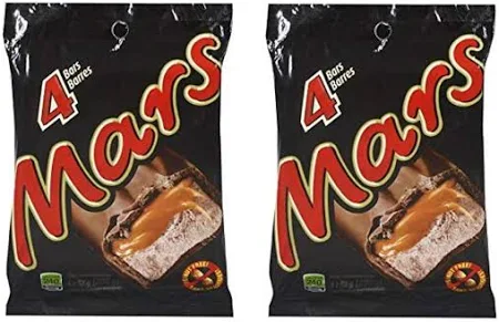 Mars Imported from Canada 8 Mars Chocolate Bars Full Size - 2 Packs of 4 Bars