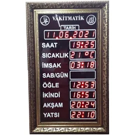 Ezan Okuyan Cami Namaz Vakitmatik (Kasa Ölçüsü: 36X60 cm)