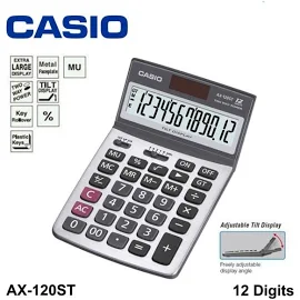 Casio Ax-120st Hesap Makinesi Oynar Başlık 12 Hane Gri